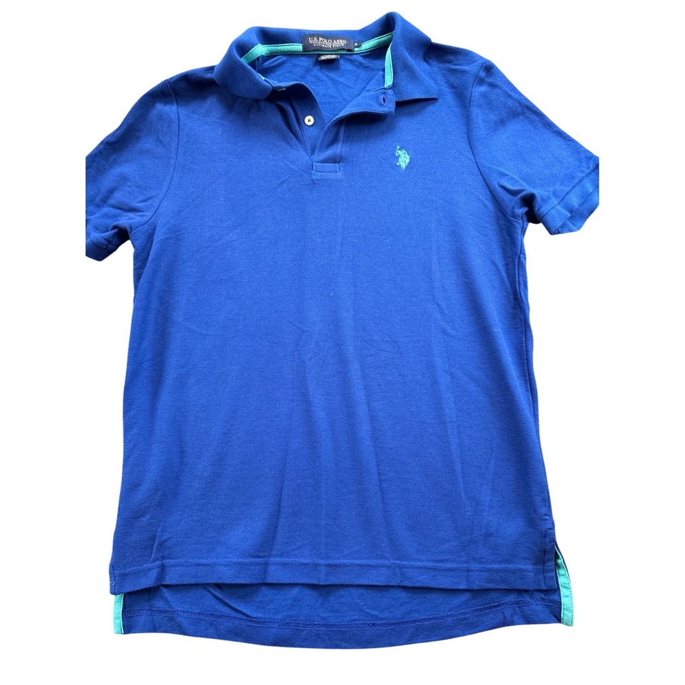 US Polo Assn Mens Blue Ultimate Pique Short Sleeve Polo Shirt Small Teal Trim